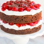 Best Easy Black Forest Cake With Cake Mix on White Dish.