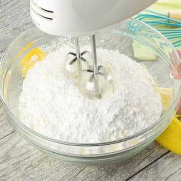 Ingredients added to glass bowl ready to be mixed. 