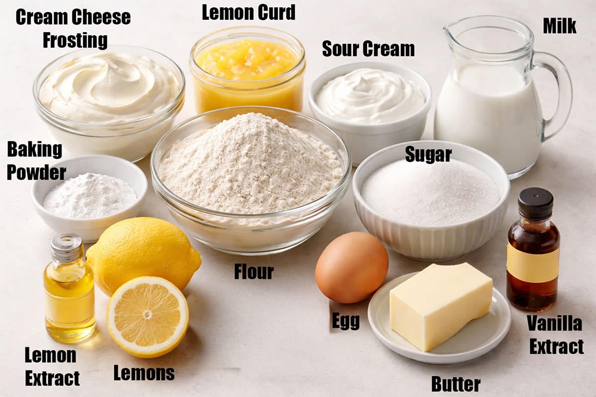 Ingredients for recipe on neutral white background. 