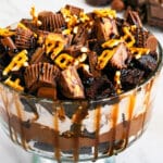 Best Easy Chocolate Trifle With Many Layers in Glass Bowl.