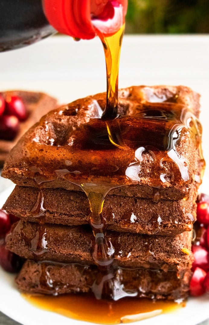 Chocolate Cake Mix Waffles - Cookie Dough and Oven Mitt