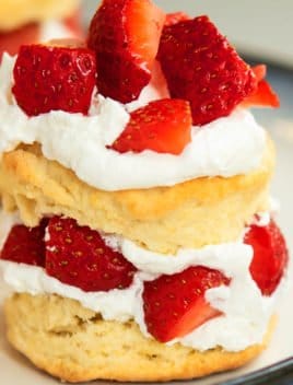 Easy Bisquick Strawberry Shortcake on White Dish