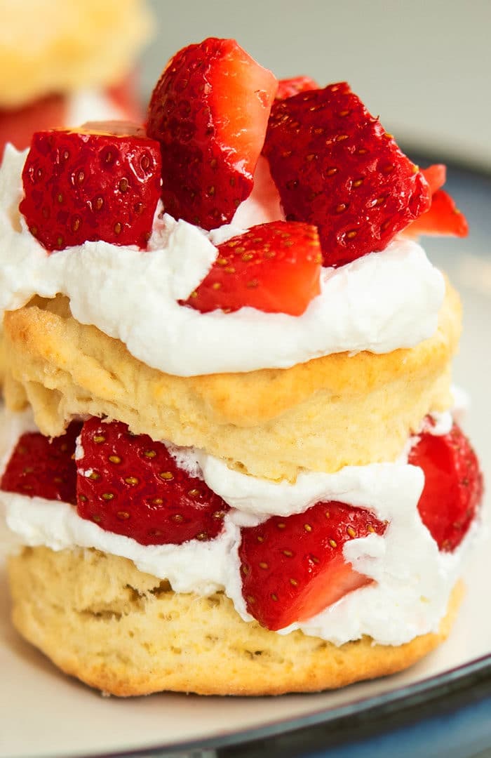 Easy Bisquick Strawberry Shortcake on White Dish