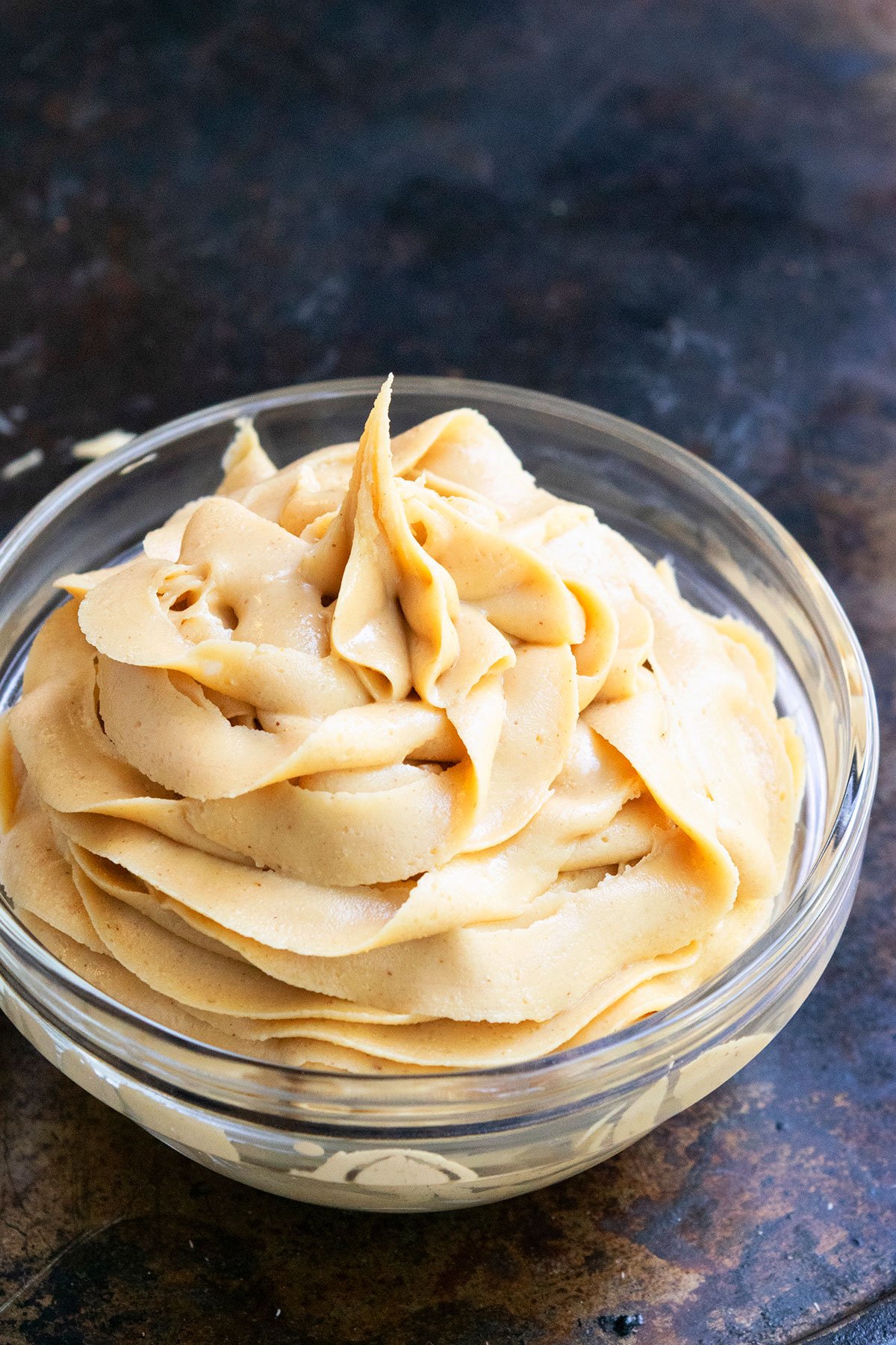 Best Peanut Butter Icing in Glass Bowl. 