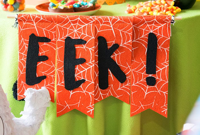 Halloween Party Decorations- Closeup Shot of EEK Banner