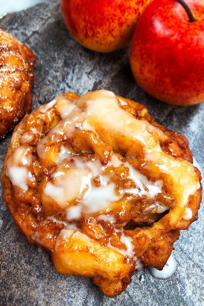 Easy Apple Fritters with Vanilla Glaze