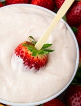 Easy Cream Cheese Fruit Dip With Marshmallow Fluff in White Bowl