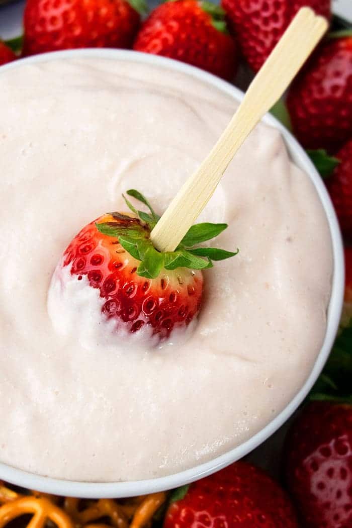 Easy Cream Cheese Fruit Dip in White Bowl