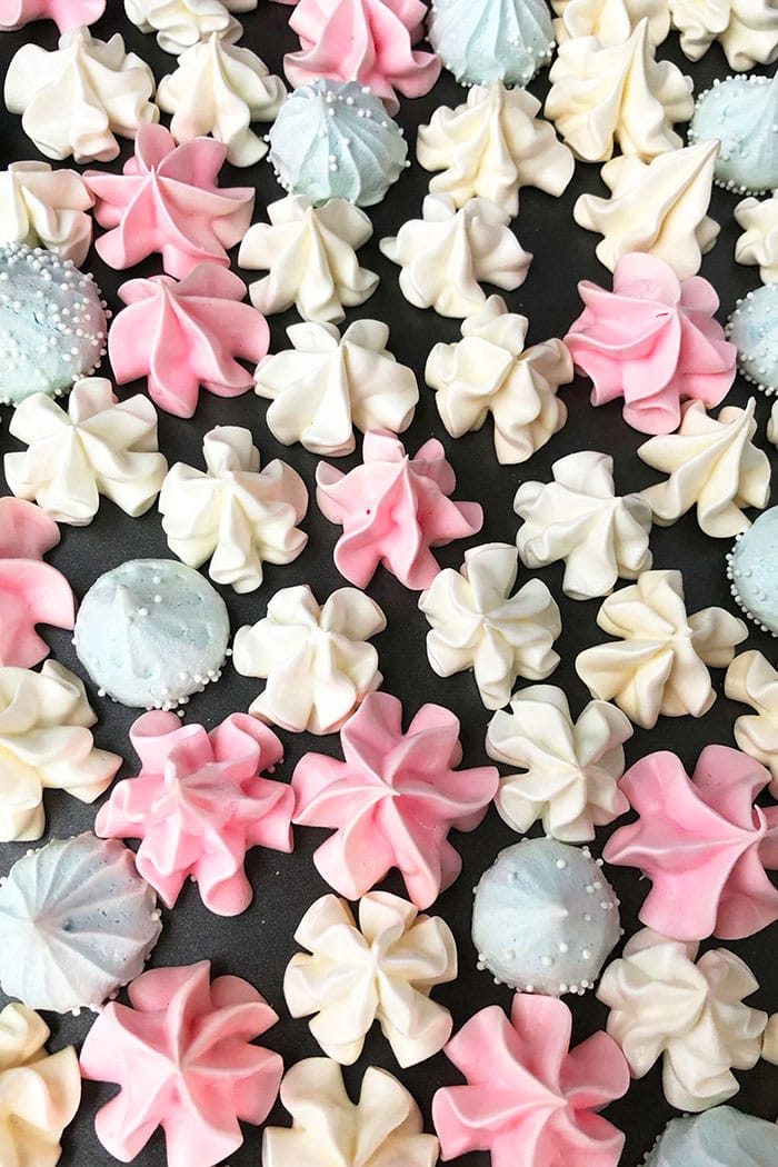 Lots of Vanilla Meringue Candy on Gray Dish