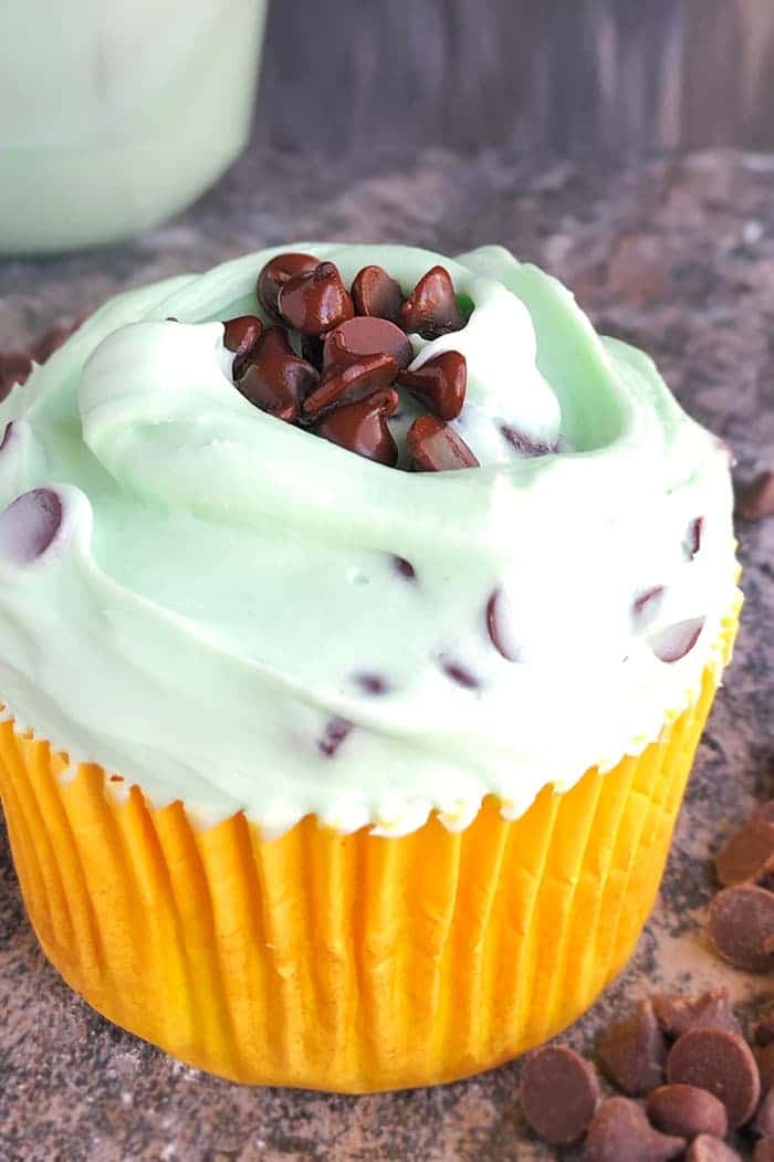 Chocolate Chip Cupcakes with Mint Chocolate Chip Frosting