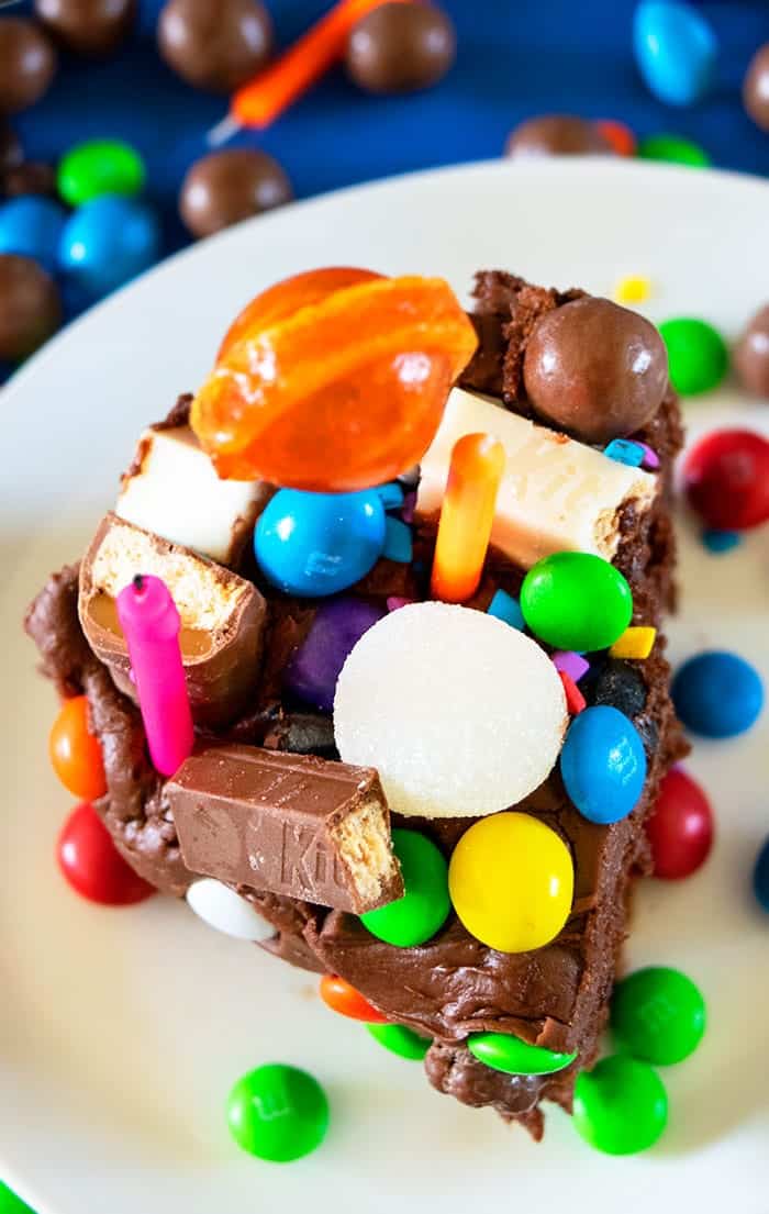 Closeup Shot of Variety of Candies on Cake. 