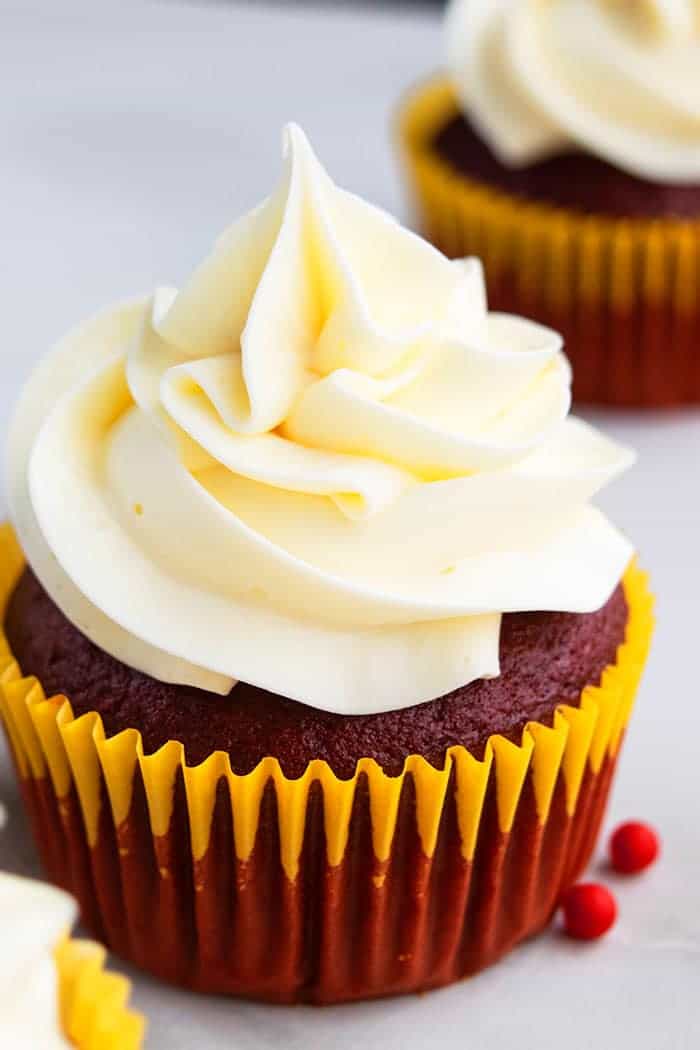 Moist Red Velvet Cupcakes With Cream Cheese Frosting