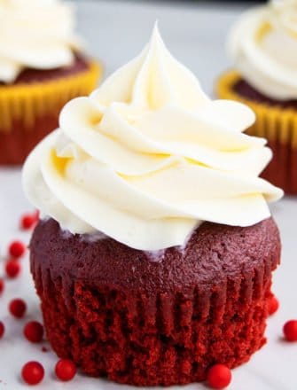 Best Easy Red Velvet Cupcakes With Cream Cheese Frosting on White Background