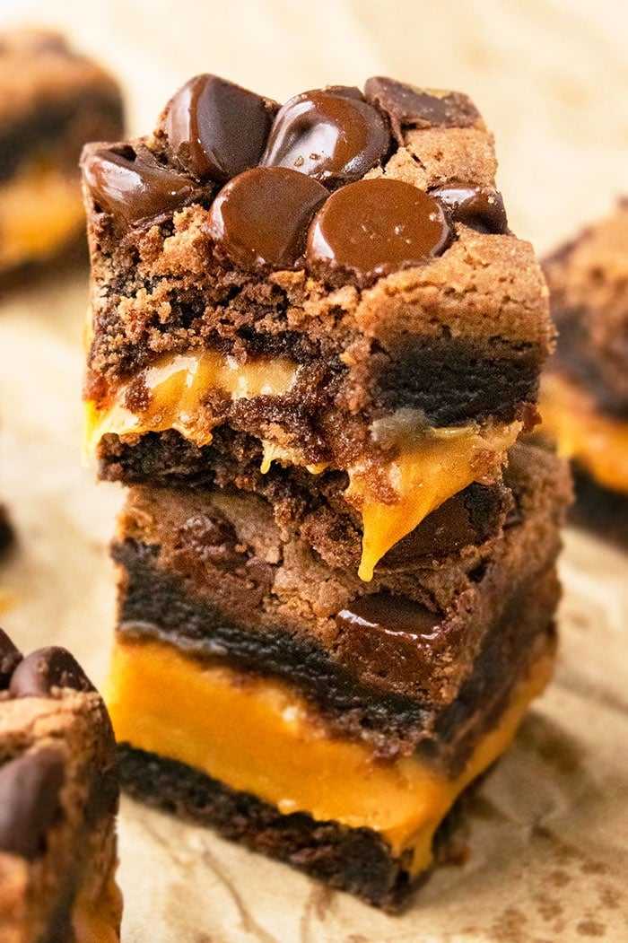 Easy Caramel Brownies Recipe with Brownie Mix
