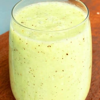 Green Kiwi Smoothie in a Clear Cup
