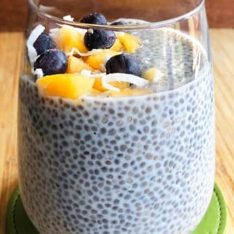 Homemade Chia Seed Pudding in a Clear Cup