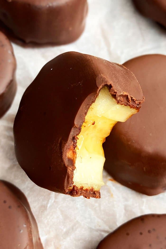 Chocolate Coated Bananas with Partial Bite Removed