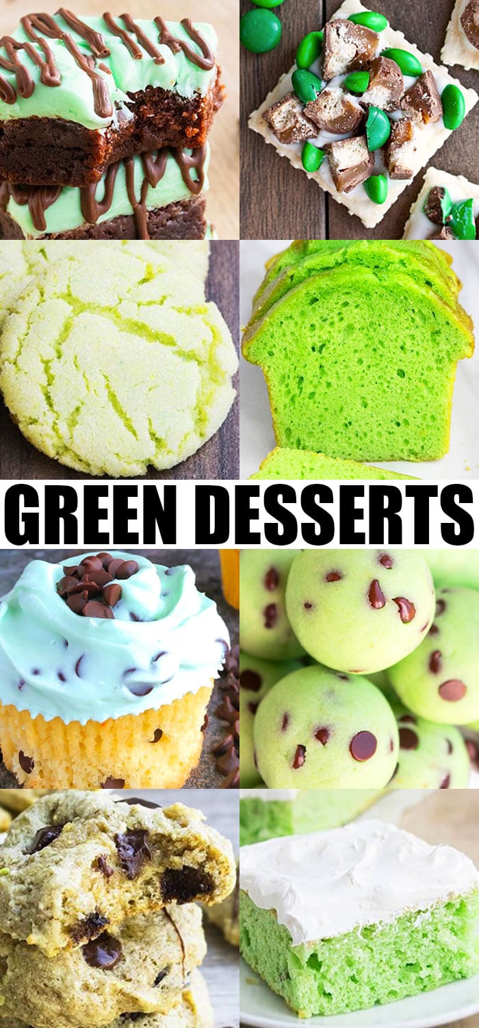 Collage of Many Green Desserts (St. Patrick's Day Desserts)