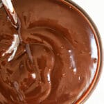 Easy Homemade Chocolate Ganache in Glass Bowl on White Background