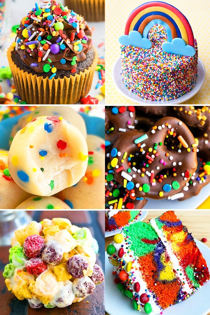 Collage Image of Easy Rainbow Desserts.