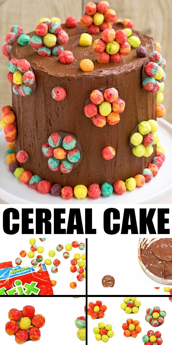 Collage Image With Process Shots on How to Make Cereal Cake