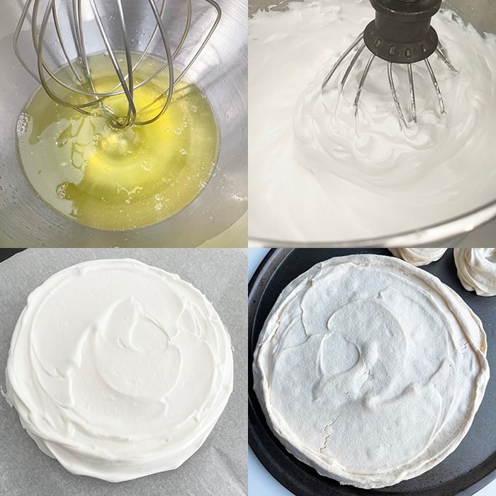 Collage Image With Step by Step Pictures on How to Make Pavlova Dessert