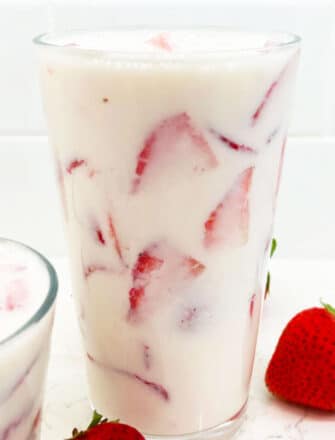 Easy Homemade Fresas Con Crema (Mexican Strawberries and Cream) in Glass Cup