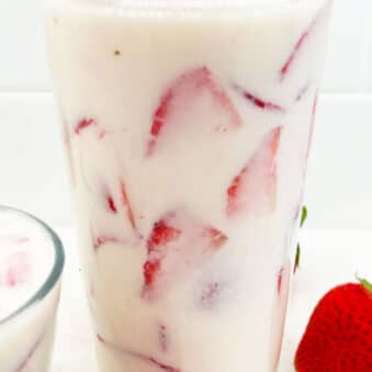 Easy Homemade Fresas Con Crema (Mexican Strawberries and Cream) in Glass Cup