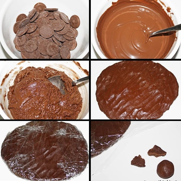 Collage Image With Step by Step Pictures on How to Make Modeling Chocolate or Candy Clay