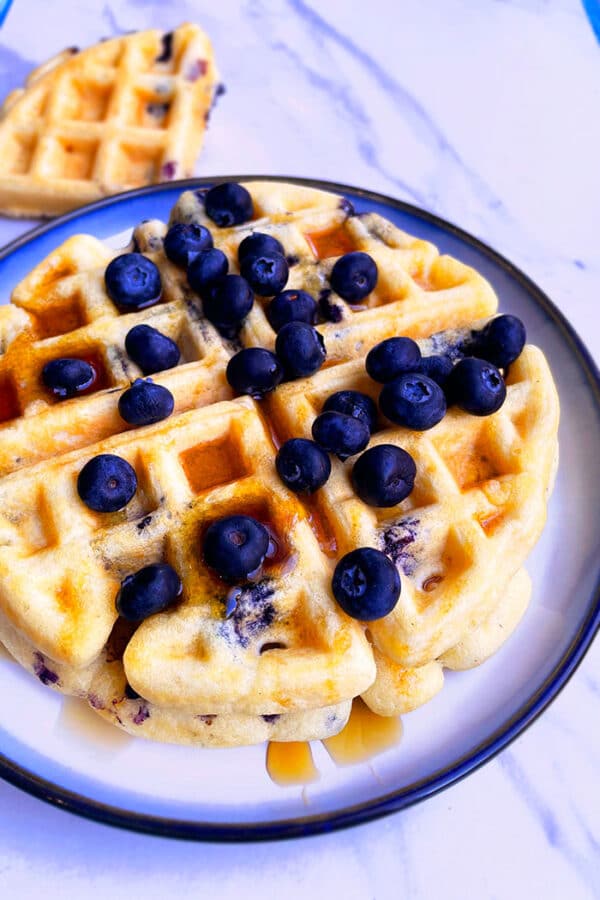 Lemon Blueberry Waffles {Fresh or Frozen Berries) - CakeWhiz