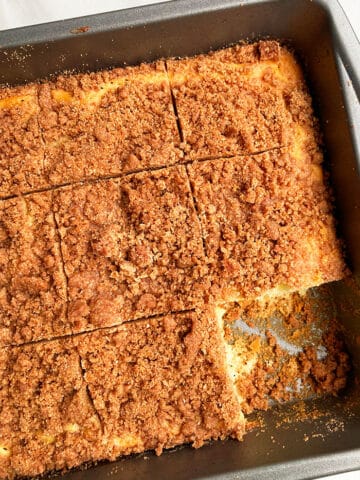 Easy Cinnamon Crumb Cake Made With Cake Mix in Square Pan