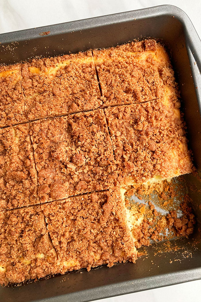 Easy Cinnamon Crumb Cake Made With Cake Mix in Square Pan