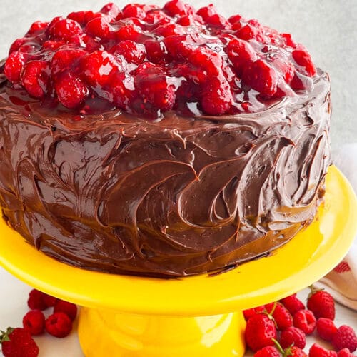 Delicious Chocolate Raspberry Layer Cake Recipe - Liz Bushong