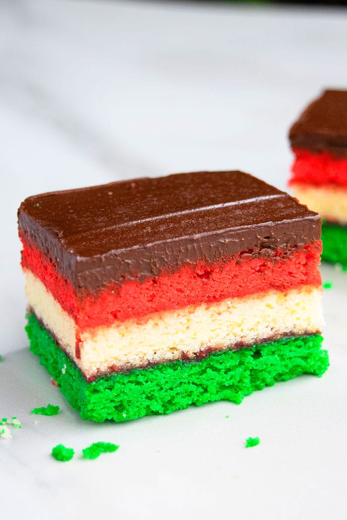 Closeup Shot of  Tri Color Italian Flag Cookie on White Background