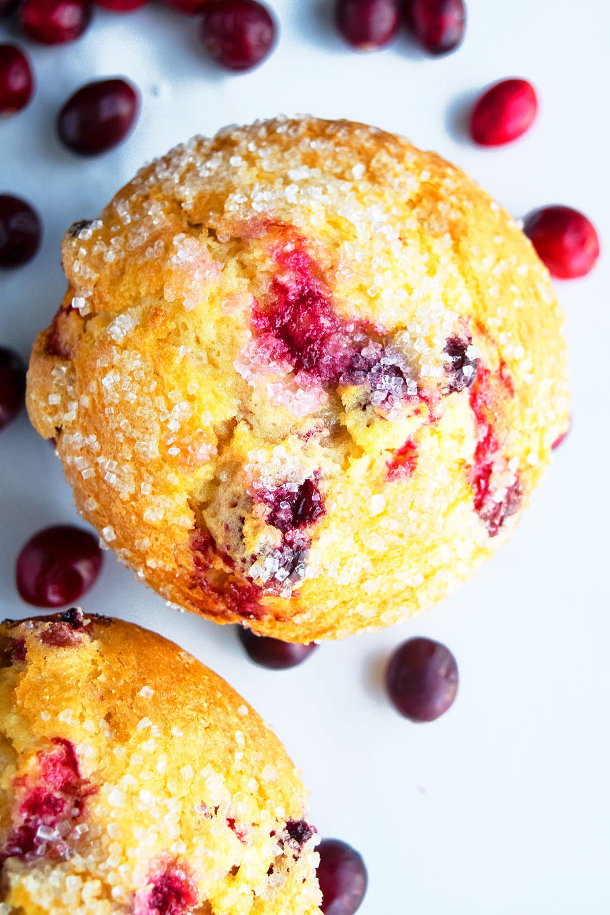 Fluffy Christmas Orange Muffins on white Background- Overhead Shot