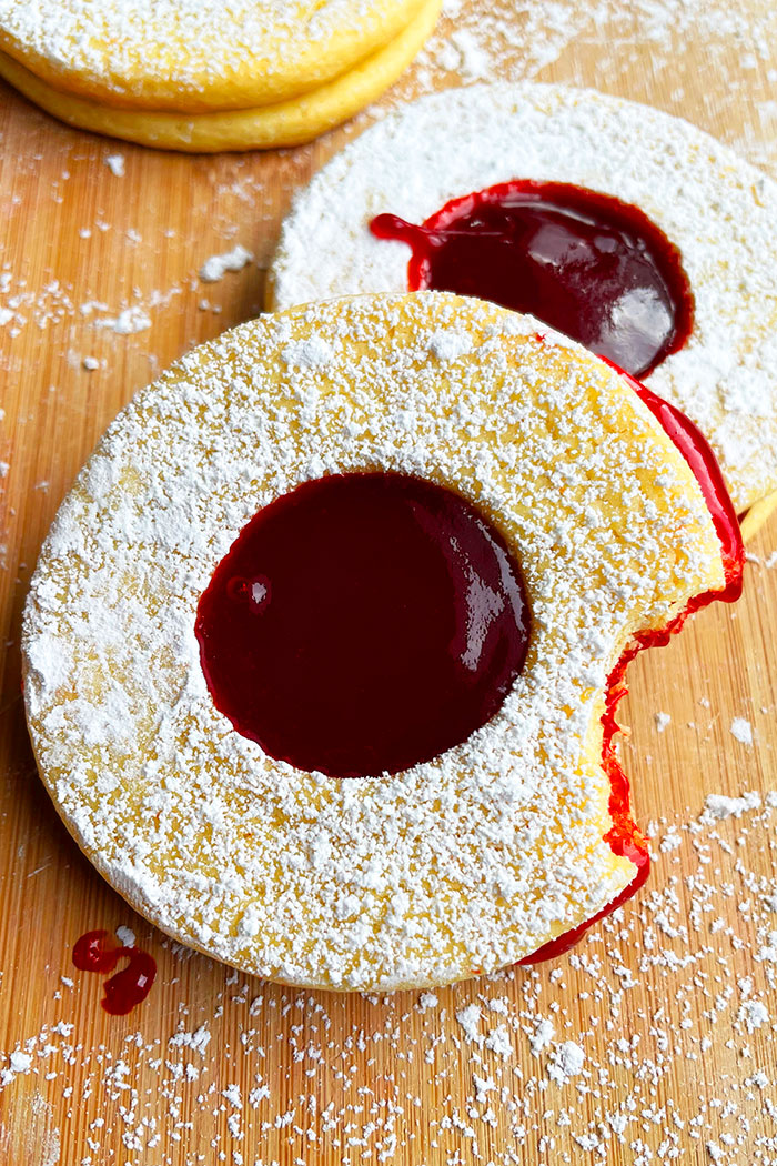 Classic Christmas Cookies- Shortbread Cookie Sandwich With Jam Filling- One Bite Removed