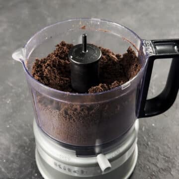 Oreos crumbs in food processor. 