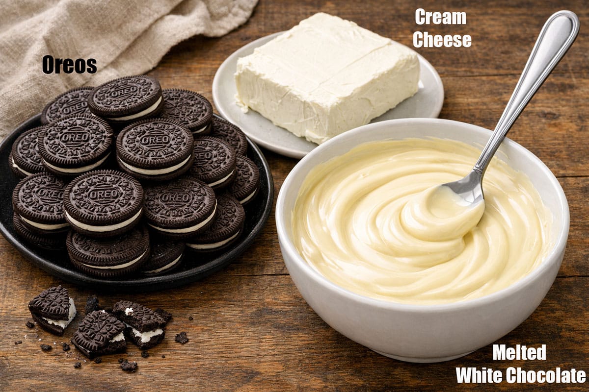 Individual ingredients for recipe on wood background. 