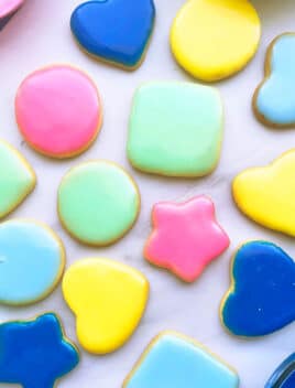 Easy Iced Cut Out Sugar Cookies With Cake Mix on White Background