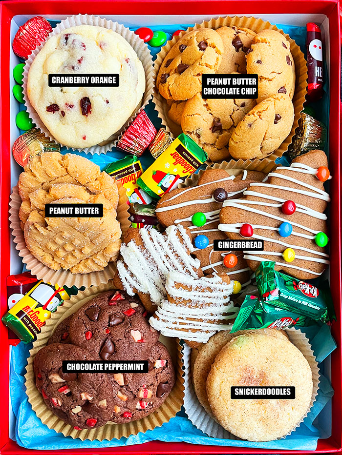 Box of Holiday Biscuits With Labels on Them- Closeup Shot
