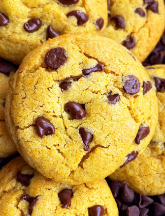 Easy Cake Mix Pumpkin Chocolate Chip Cookies- Closeup Shot