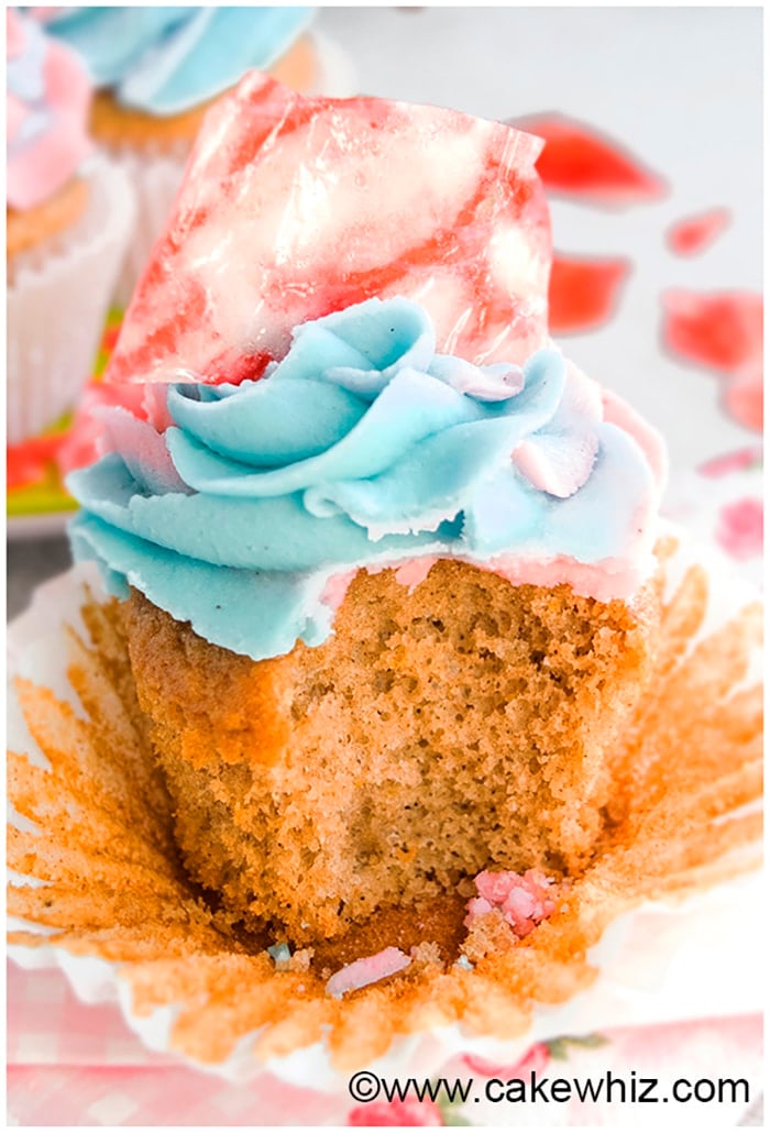 Easy Gingerbread Cupcakes With Cake Mix on Pink Napkin- Partially Eaten 