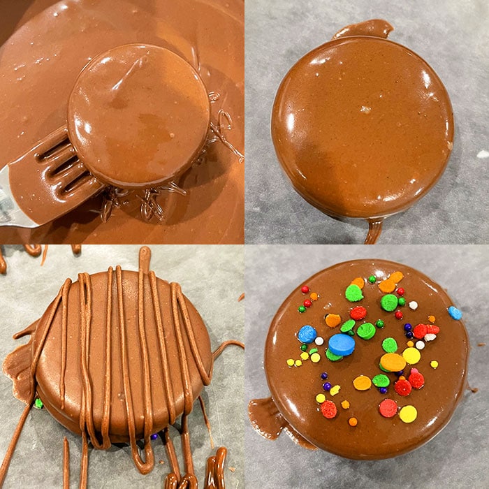 Collage Image With Step by Step Pictures on How to Make Chocolate Covered Oreos