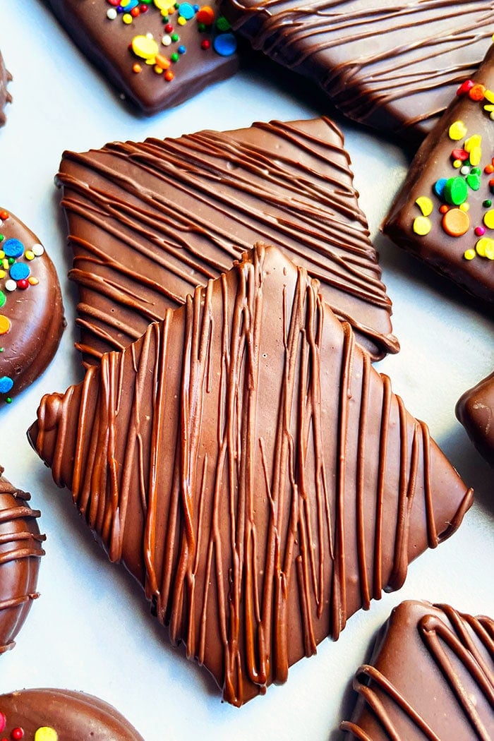 Chocolate Covered Graham Crackers on White Background 