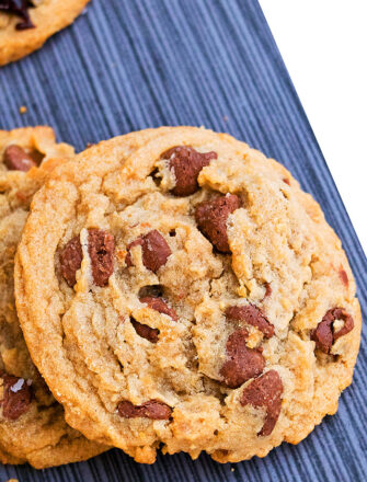 Easy Soft and Chewy Small Batch Peanut Butter Cookies on Gray Background- Closeup Shot
