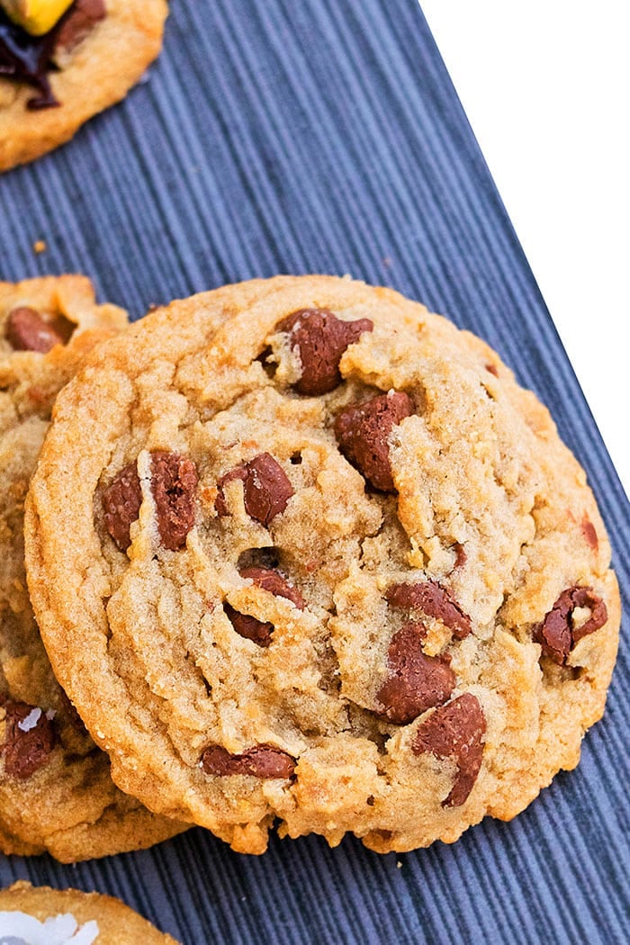 Small Batch Peanut Butter Cookies on Gray Background- Closeup Shot