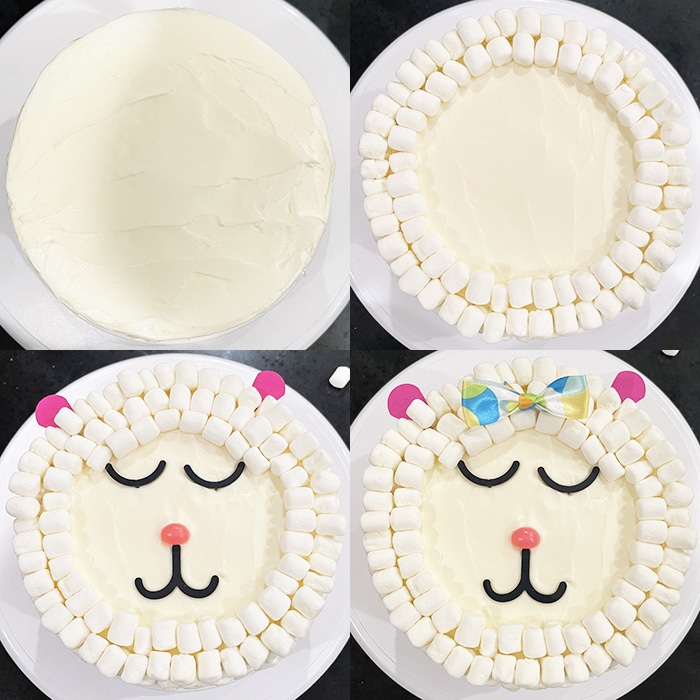 Collage Image With Step by Step Pictures on How to Make Lamb Cake