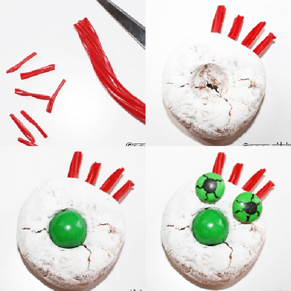 Collage Image With Step By Step Pictures on How to Make Monster Donuts