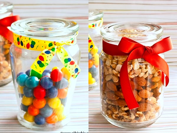 Reusable Candle Jars For Homemade Candy and Nut Mix