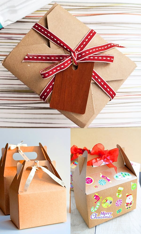 Collage Image With Take Out Boxes Packaged With Ribbons